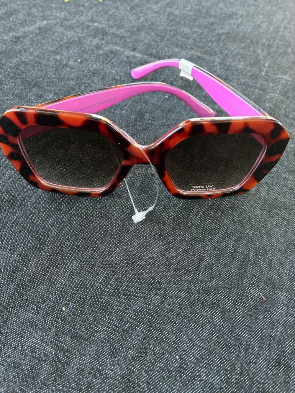 Tortoiseshell Hexagon Sunglasses with Pink Arms